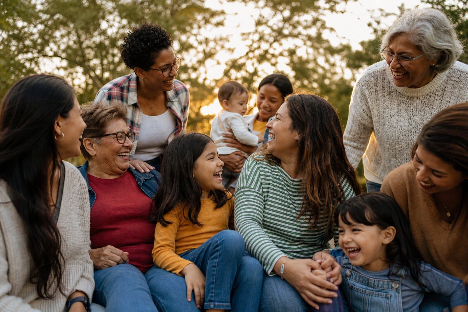 A family spending time together outdoors