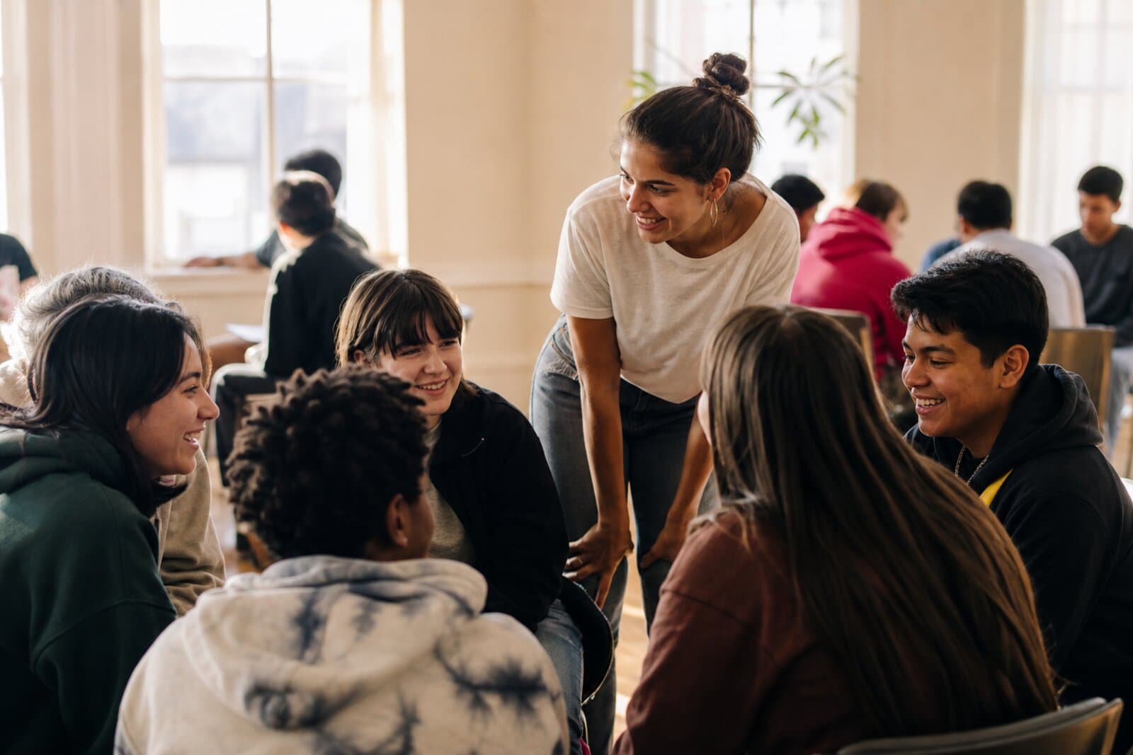 Young people participating in a group discussion